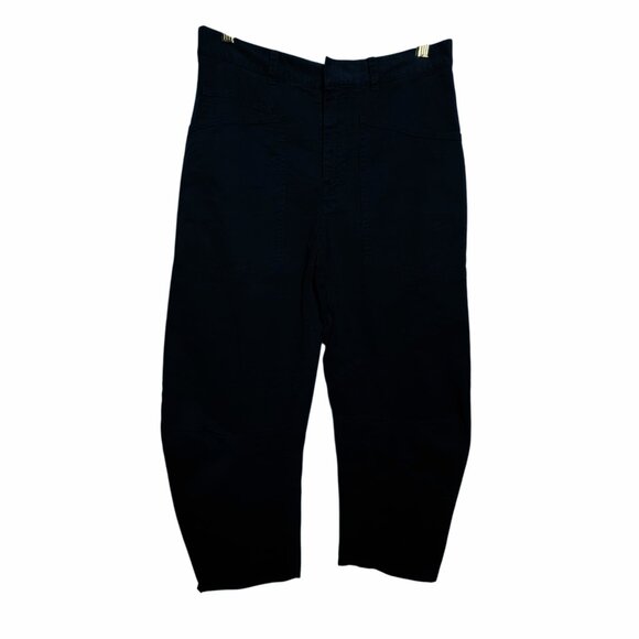 Nili Lotan Shon Cotton Pant Dark Blue Women’s Size 0 Mid Rise Barrel Leg Pants - Picture 9 of 13